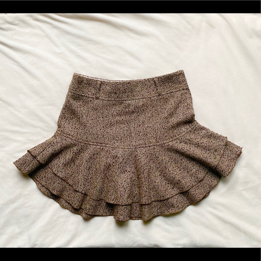 Wool Ruffled Mini-Skirt